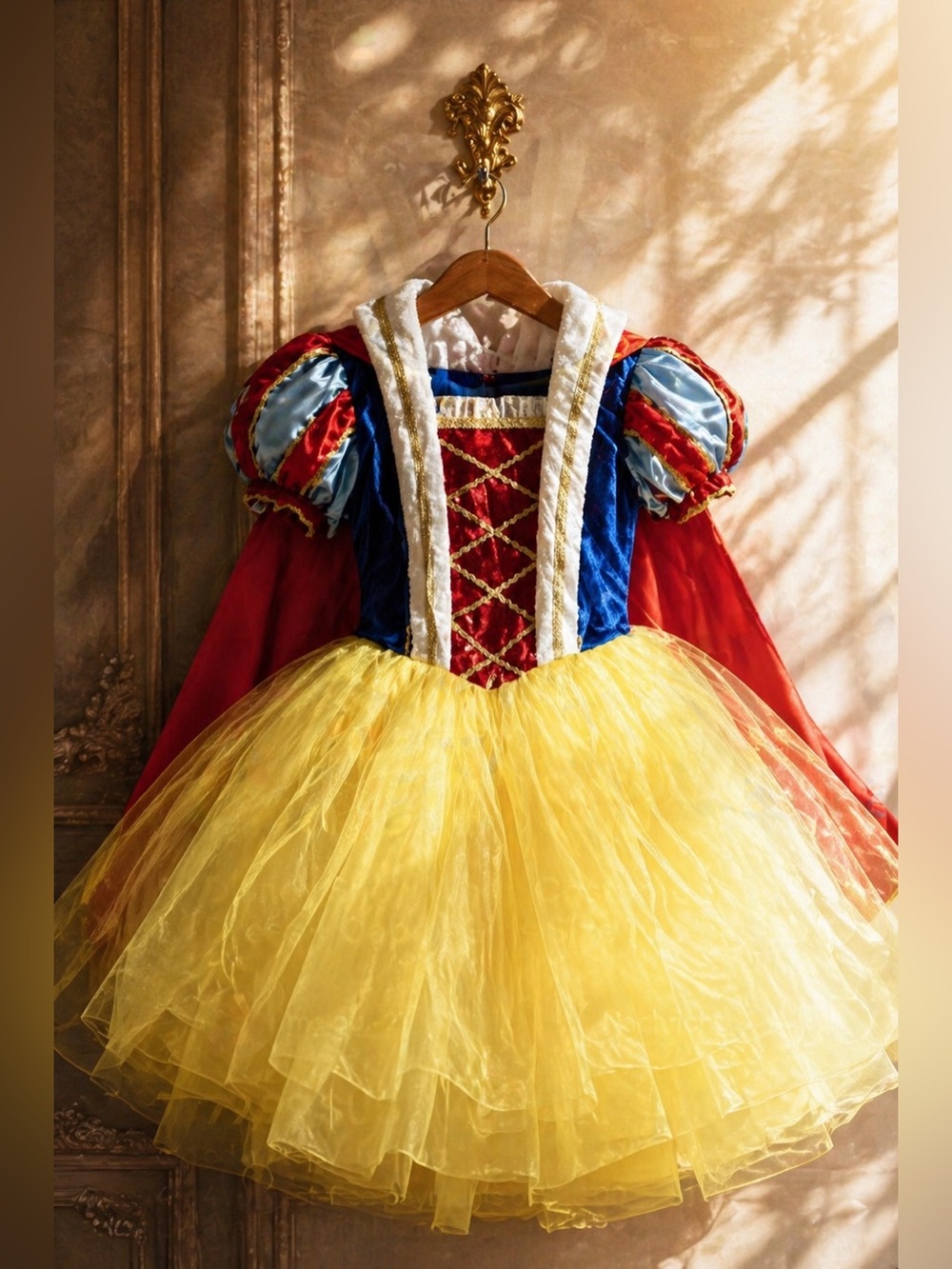 Disney Snow White Costume Dress + Cape Girls Size 10 - Picture 3 of 7